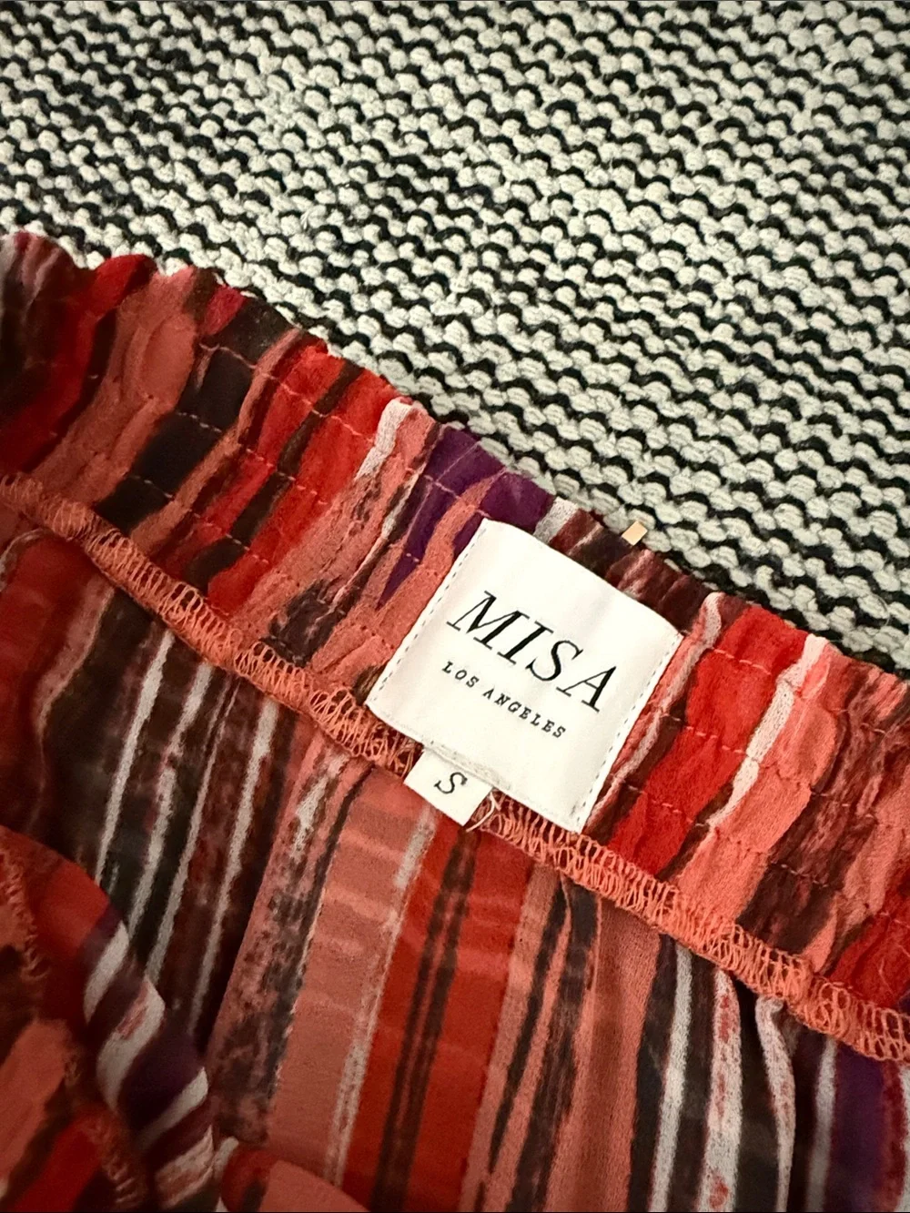 Misa Los Angeles Red Multi Stripe Maxi Skirt Small EXCELLENT